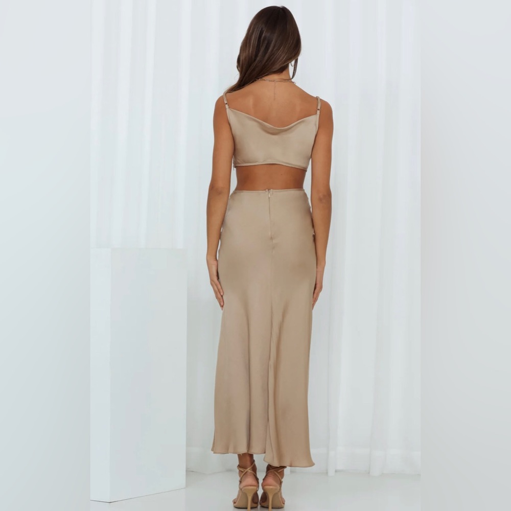 Satin Midi Dress - Mocha
